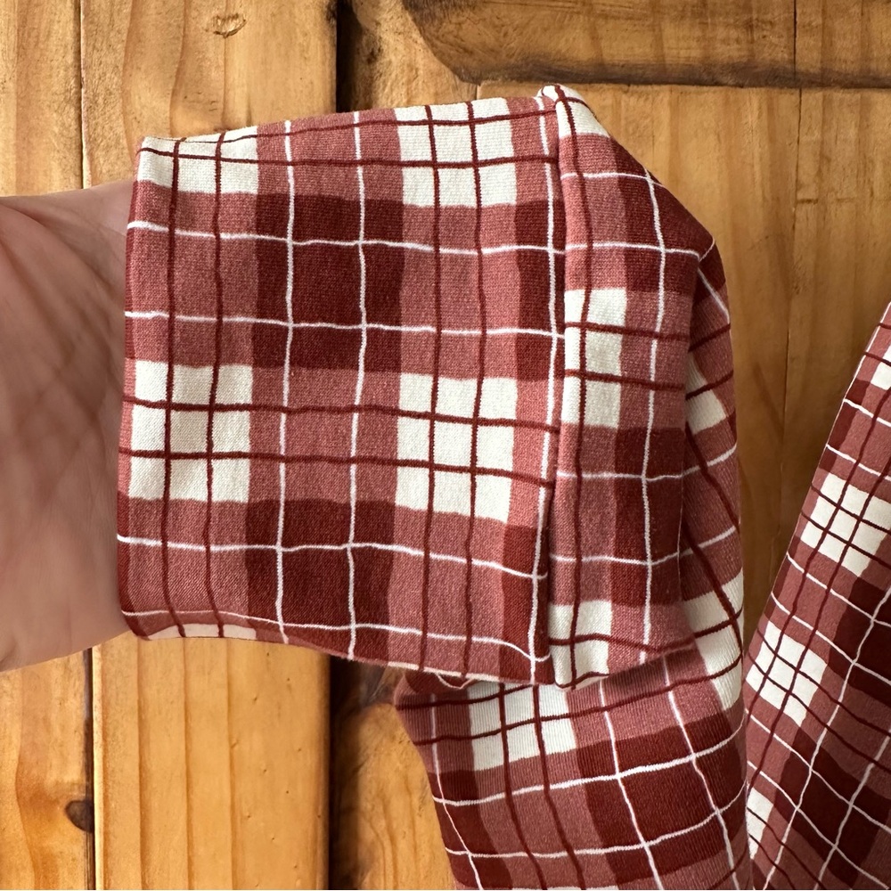 Perfectly Imperfect Comfy Teddy Bear Plaid Pajama Loungewear Wrap Top - Large - Picture 5 of 10
